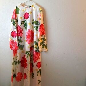 VONDA Long Sleeve White Floral Maxi Dress Size 3XL